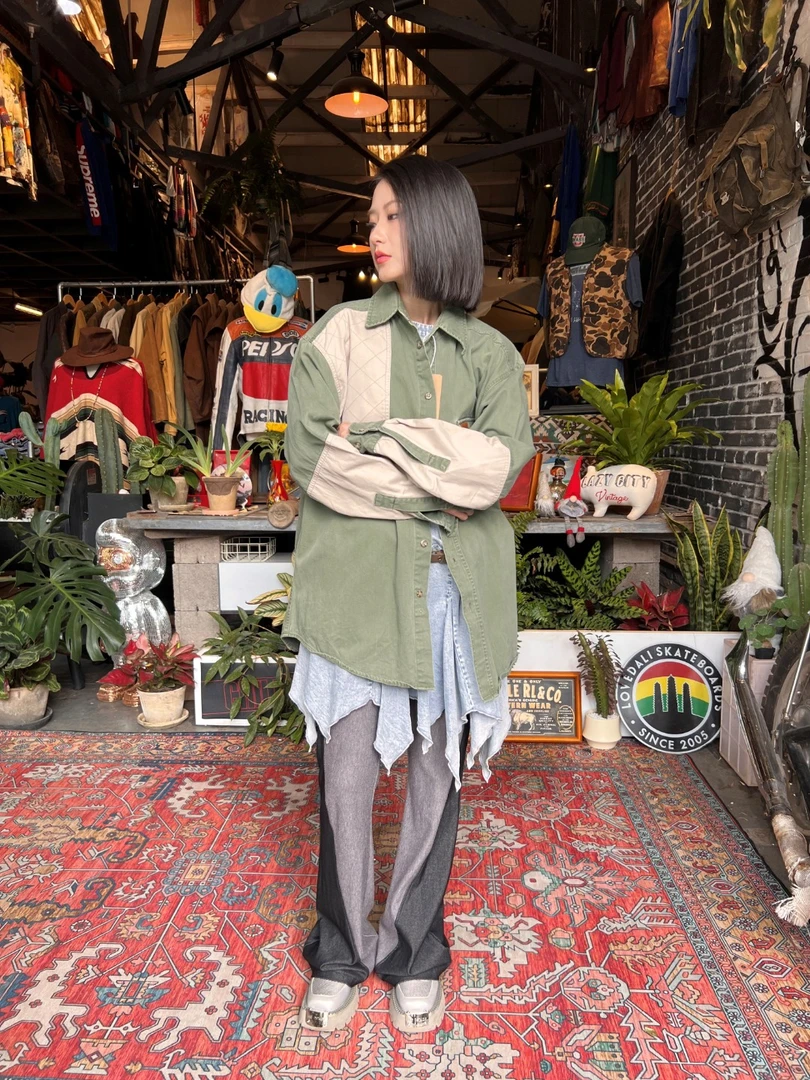 【美式复古单品】189~369复古宽松拼接-衬衫