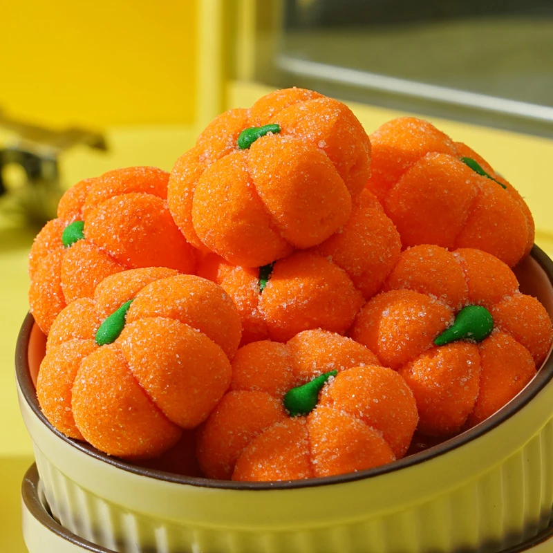 网红3D南瓜造型棉花糖可爱好吃柿子果味软糖果香甜口味冰粉蛋糕