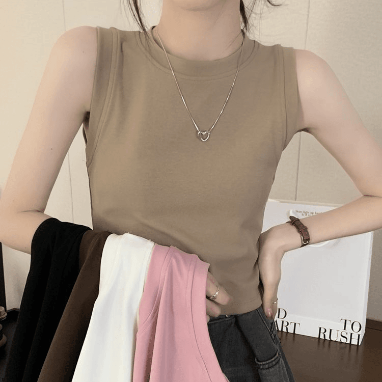 莫代尔吊带背心女短款内搭2023春夏新款纯色打底外穿修身无袖上衣