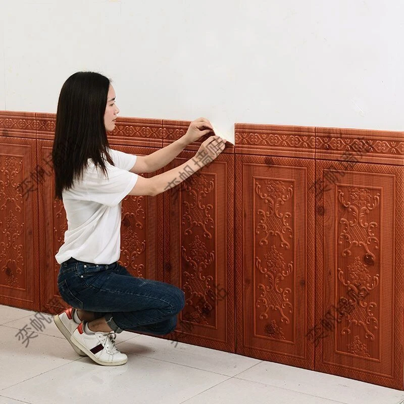自粘墙裙居家3D立体自粘墙贴90*70cm客厅卧室防水防潮翻新壁纸软