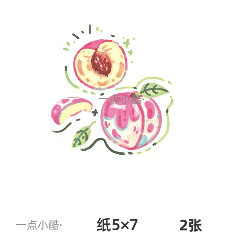 水蜜桃彩色手绘纹身贴防水持久仿真多巴胺少女ins简约日系可爱