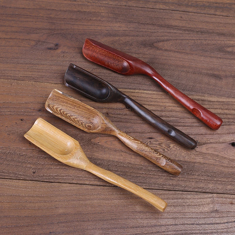 高档茶勺竹制黑檀花梨鸡翅茶铲霍姆茶叶提取勺六君子茶道配件茶匙