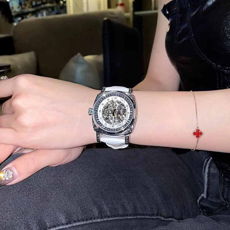 轻奢小众手表女品牌正品名牌女表女式皮带镂空机械表女士女款表潮