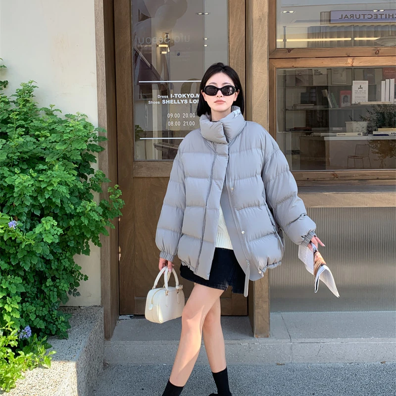 【涛哥专项】2024冬立领纯色一手长小众泡芙感中长款