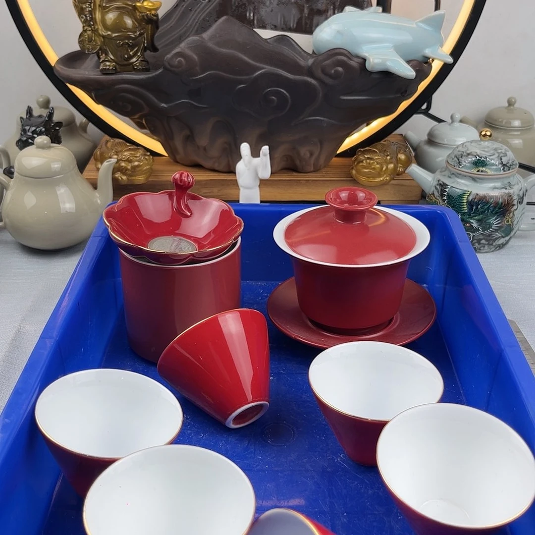 瓷片茶具小套装福利局，不含筐子！