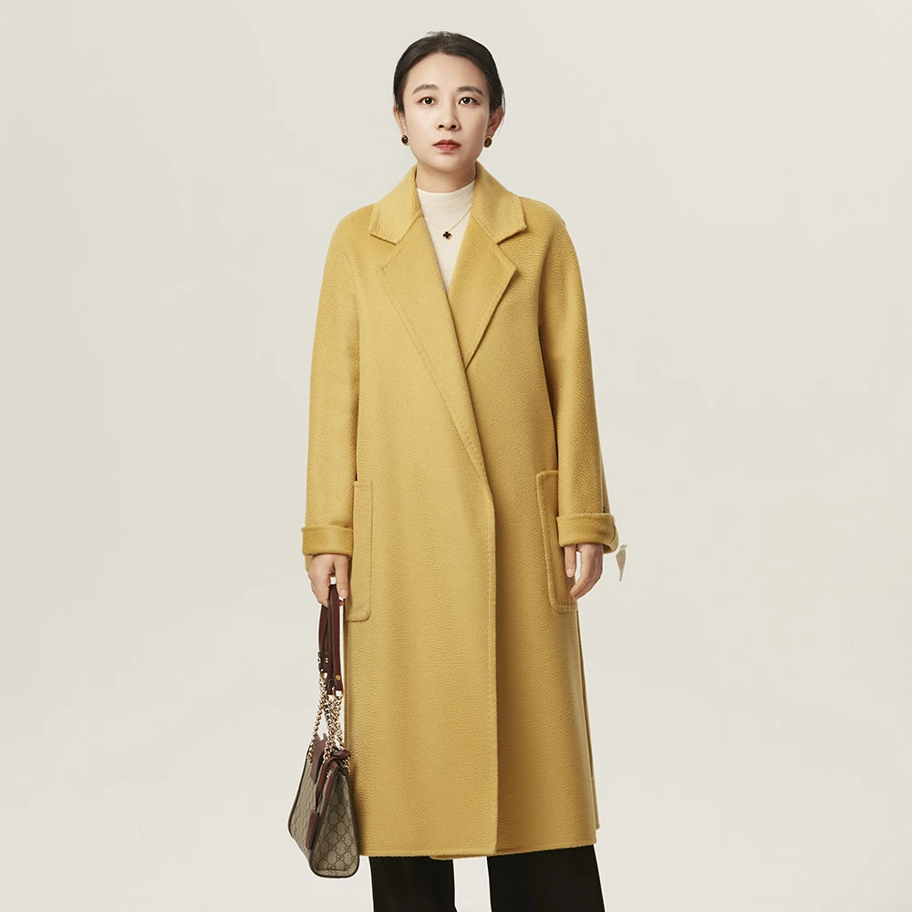设计师全羊毛大衣长款毛呢女装气质时尚简约中长款翻领宽松外套
