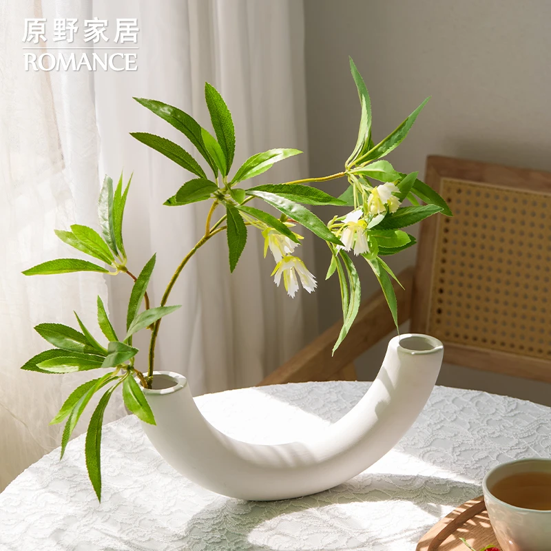 水石榕绿植素烧拉丝花陶瓷花瓶创意ins风装饰北欧家居桌面摆件