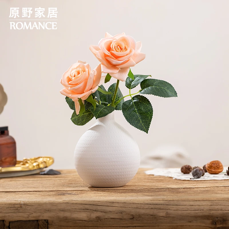 三角玫瑰花仿真花摆设餐桌桌面客厅卧室装饰摆件饰品