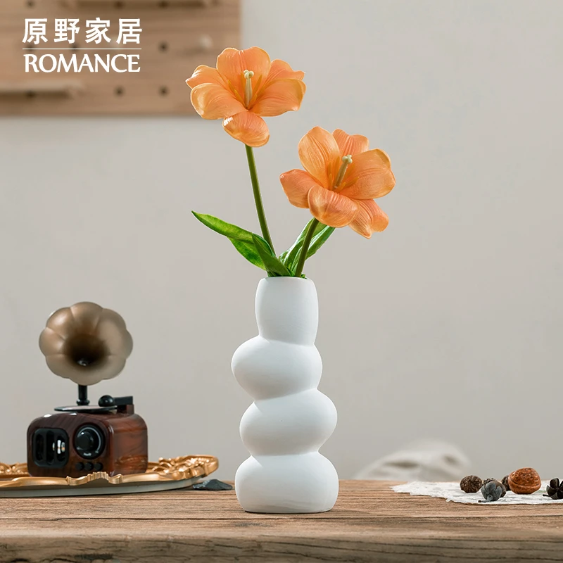 仿真开花郁金香奶油感保湿仿真花手感ins假花花瓶客厅摆件餐桌