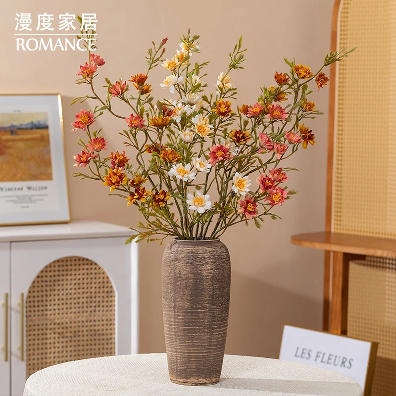 野菊仿真花 假花客厅餐桌上轻奢高档插花装饰摆件