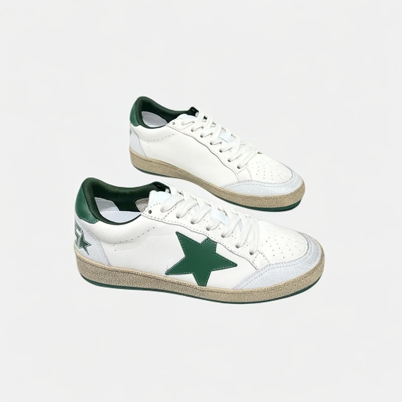 2024新款时尚百搭星星德迅小脏鞋一脚蹬舒适柔软真皮小白鞋 G325