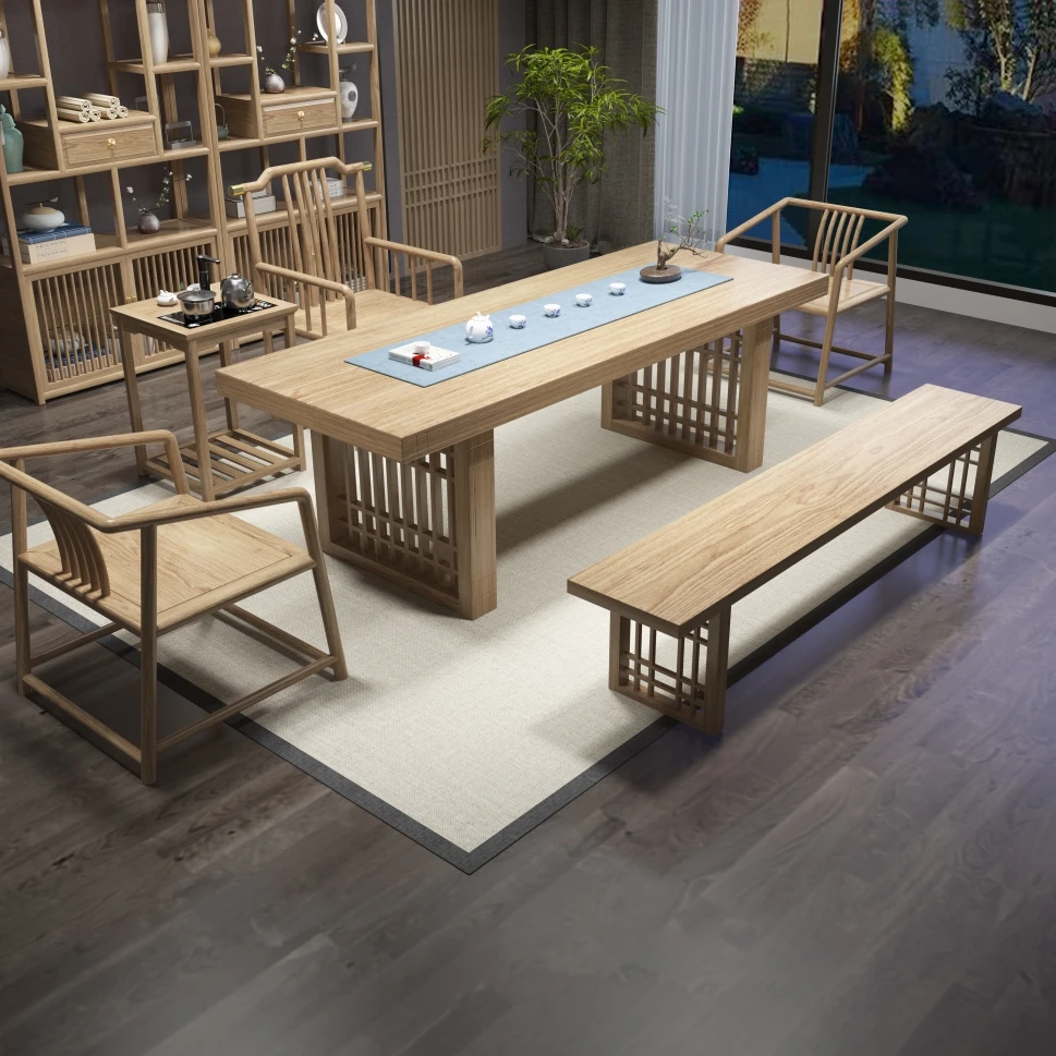 【源头工厂补贴】橡胶木大板茶桌茶台可当办公桌书桌适合原木风