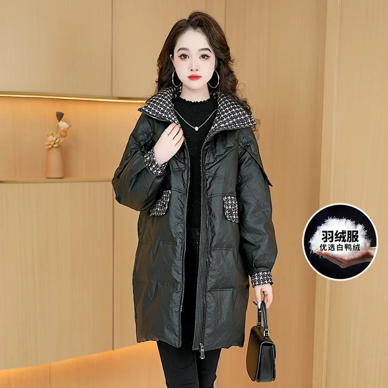 【羽绒服】冬季新款韩版中长款减龄洋气休闲百搭保暖羽绒服女士外套