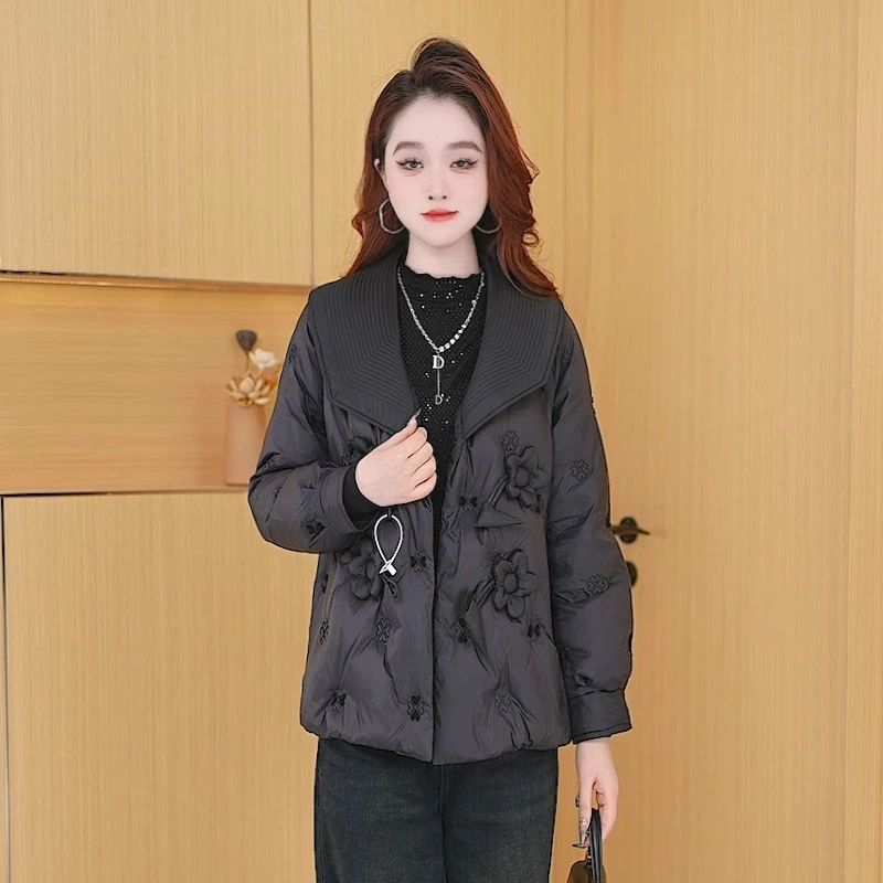 【羽绒服】冬季白鸭绒羽绒服百搭新款时尚气质休闲宽松保暖外套女