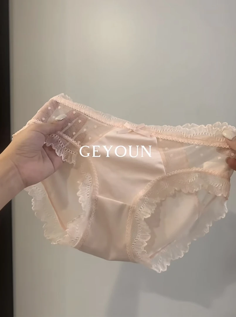 ins纯欲风甜美少女内裤轻薄蕾丝网纱透气速干无痕可爱女士三角裤