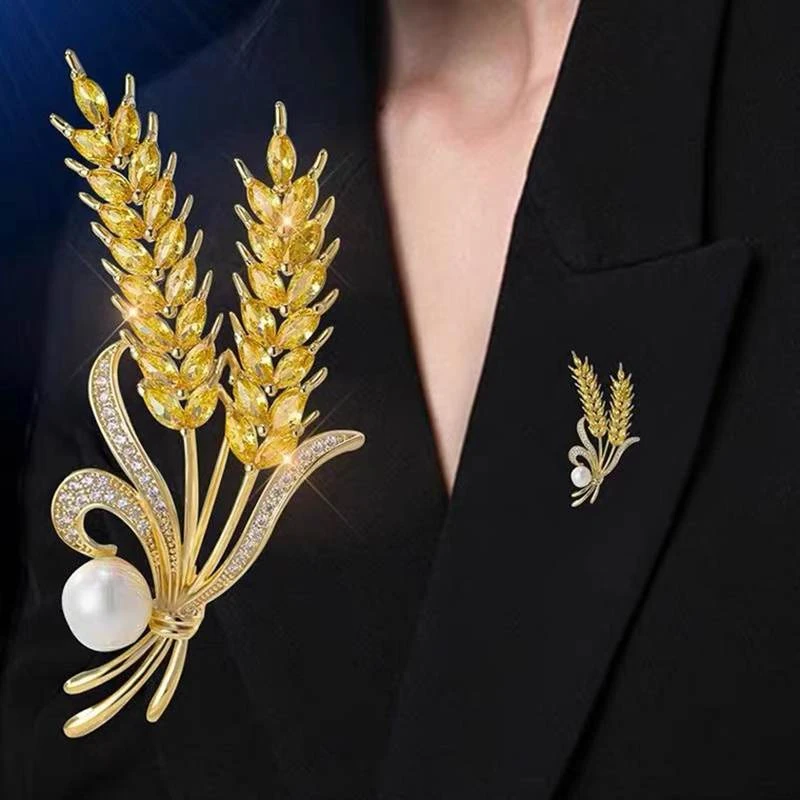 维锦 合金胸针 金色麦穗高档胸针西装大衣外套胸花百搭别针扣配饰