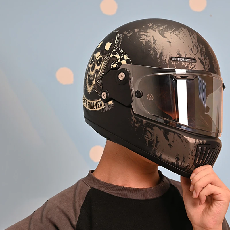 HVA复古机车全盔男女夏季个性机车国潮赛摩托车头盔四季通用