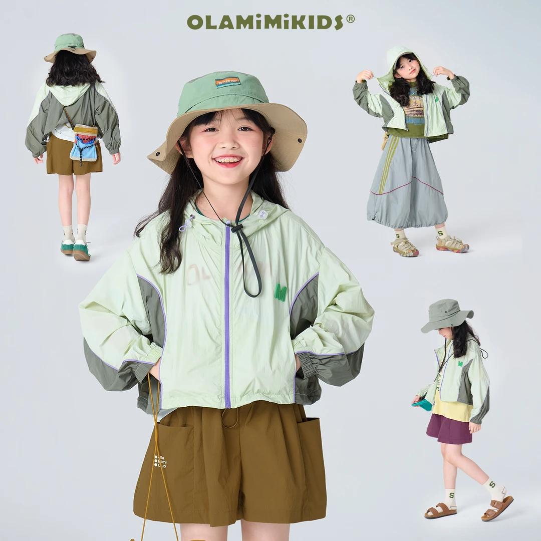 OLAMIMI定制夏季夏日亲子轻薄户外UPF50+防紫外线休闲短款防晒衣