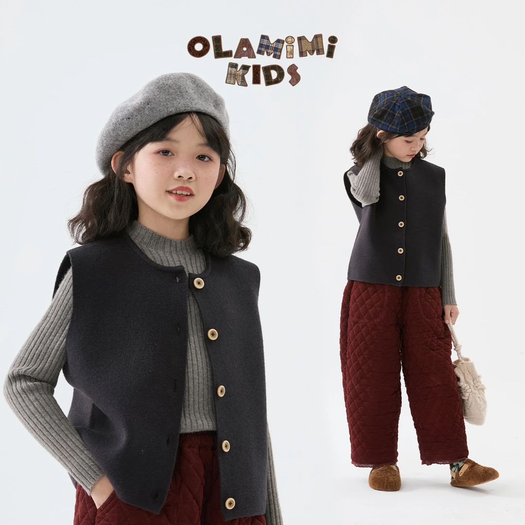 OLAMIMI定制 2024冬 亲子简约高级感利落洋气百搭休闲针织马甲