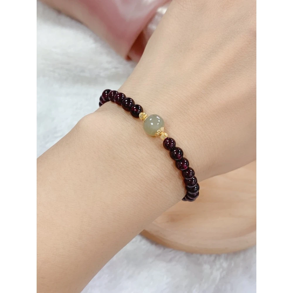 天然正品石榴石玉手串国风新中式女款手链轻奢小众精致饰品送女友