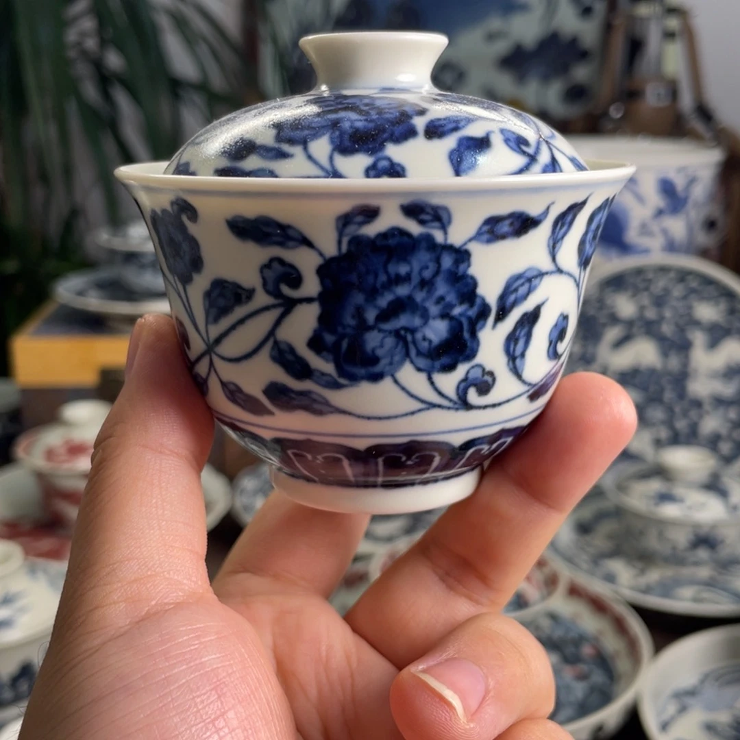 仿明牡丹花盖碗系列