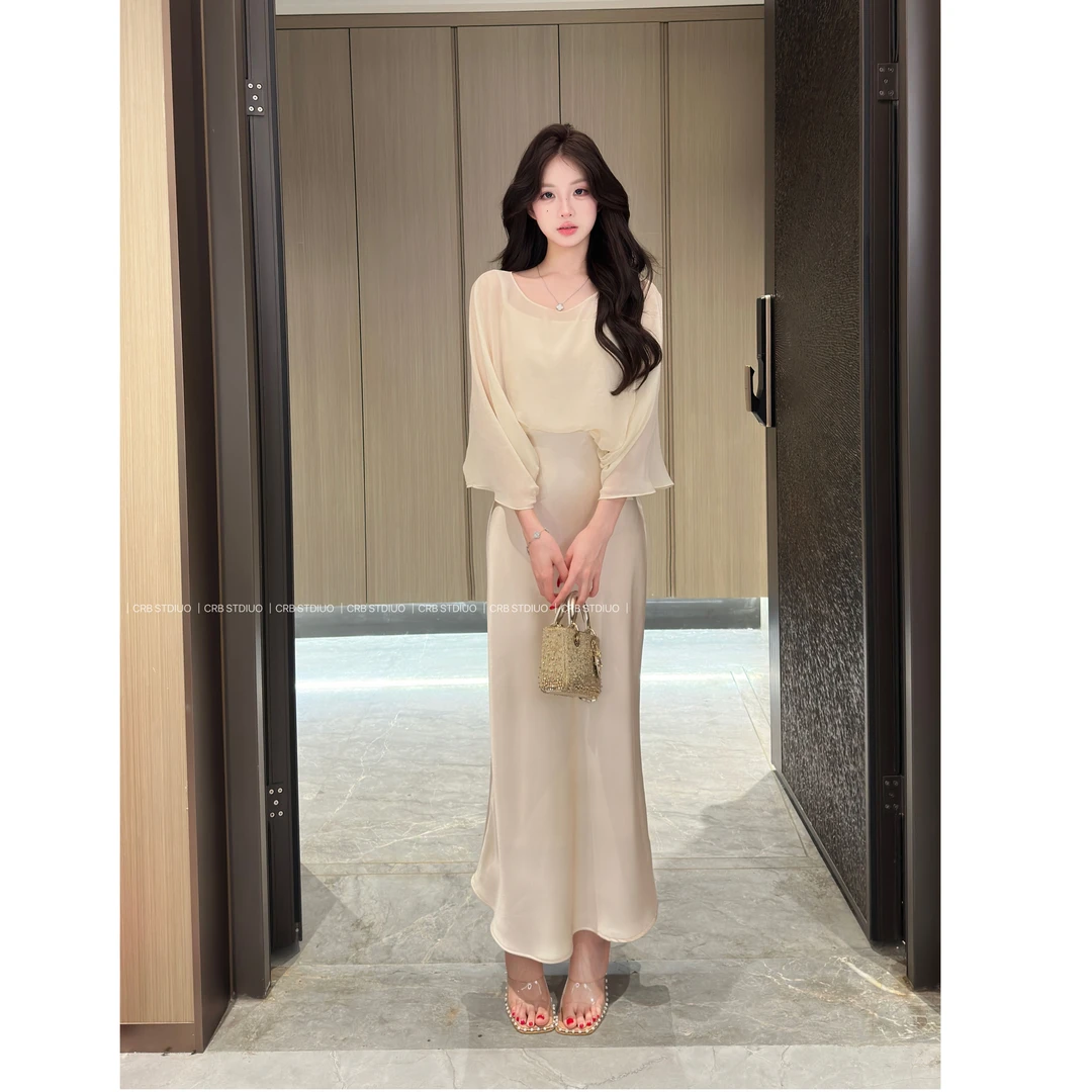 【春日部】纱纱拼接高级感连衣裙轻奢温柔气质千金晚礼裙0385