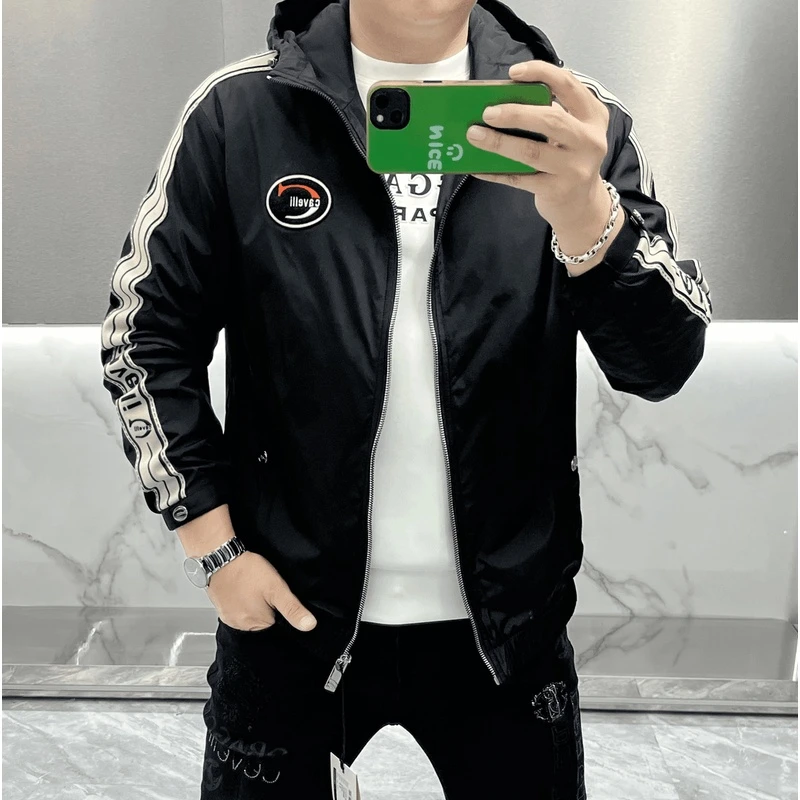 秋季款欧货男款时尚百搭爆款高品质修身休闲男士连帽夹克外套4602