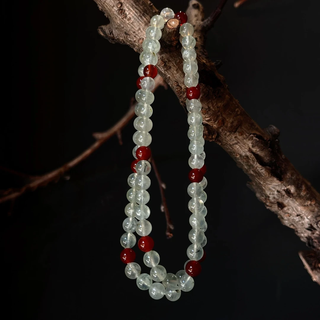 【碧波赤霞|木 事业】葡萄石玛瑙原创新中式三圈手串