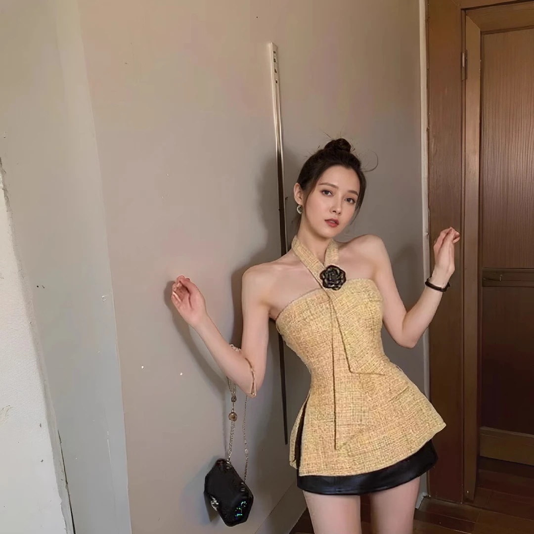 小香风高腰皮裙子夏季2025新款高级感气质名媛收腰显瘦半身短裙子