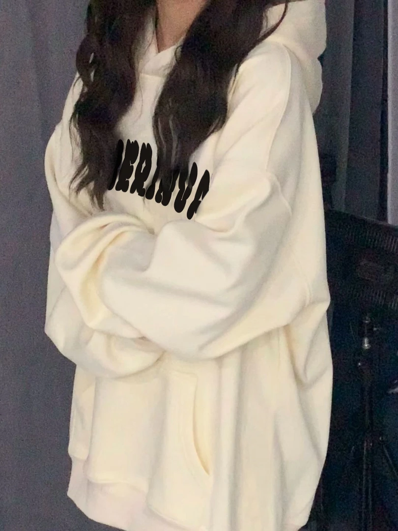 mnmf高级感炸街字母印花连帽卫衣女宽松韩版潮oversize上衣#T7933