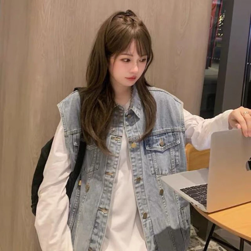 气质显瘦复古港味chic风百搭高品质水洗牛仔马甲外套上衣女潮#801