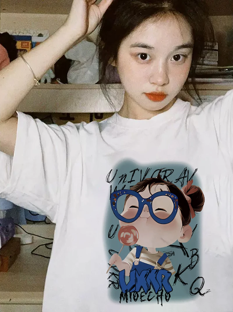 mnmf女装夏款2024年新款潮款减龄洋气卡通女孩百搭短袖T#T011021