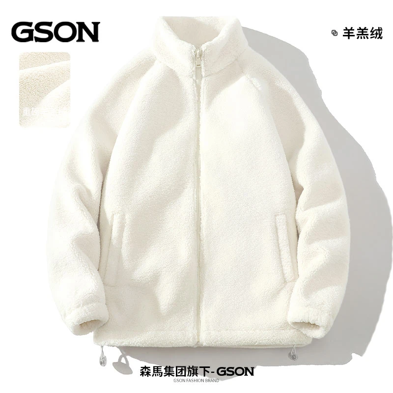 GSON加厚外套男秋冬港风复古棉衣男款大码羊羔绒2023时尚夹克男士