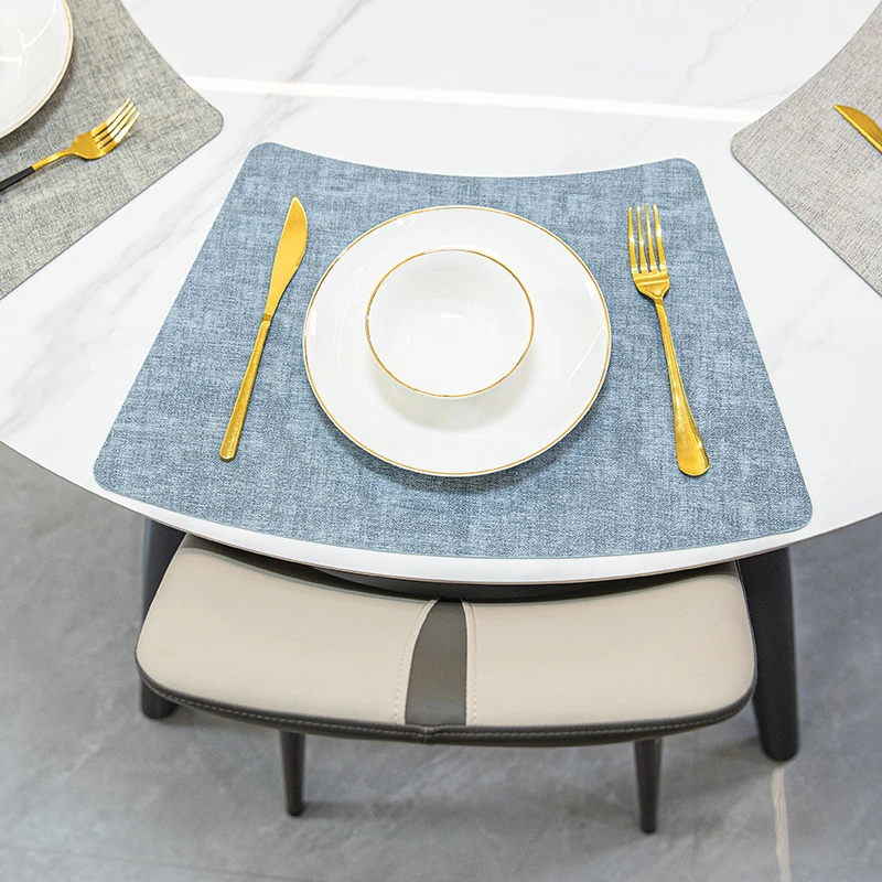扇形中国风家用皮革餐垫酒店餐厅扇形西餐垫欧式布纹隔热餐桌垫