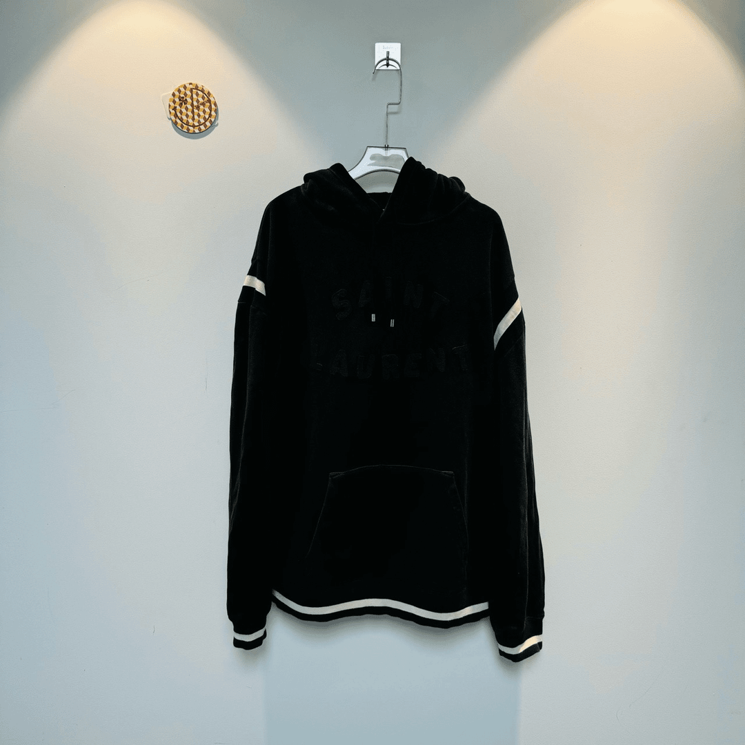 圣罗兰 SS22 毛毡字母印花logo帽衫 L码 衣长 74 胸围 125 99新