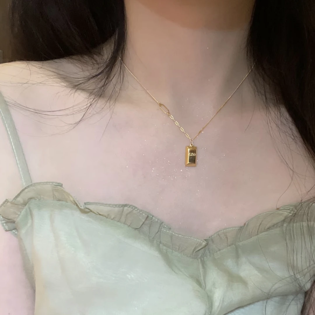 足金999暴富小金条套链黄金项链坠链【不支持七天无理由退】简约