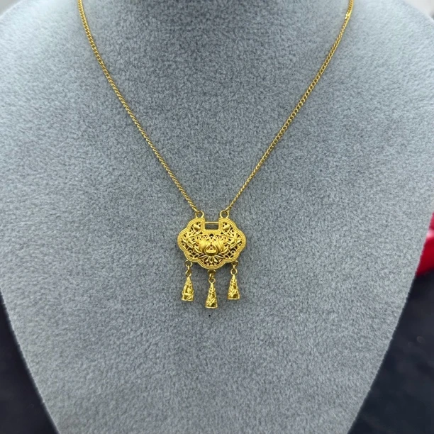 5G足金999璎珞锁套链时尚精致