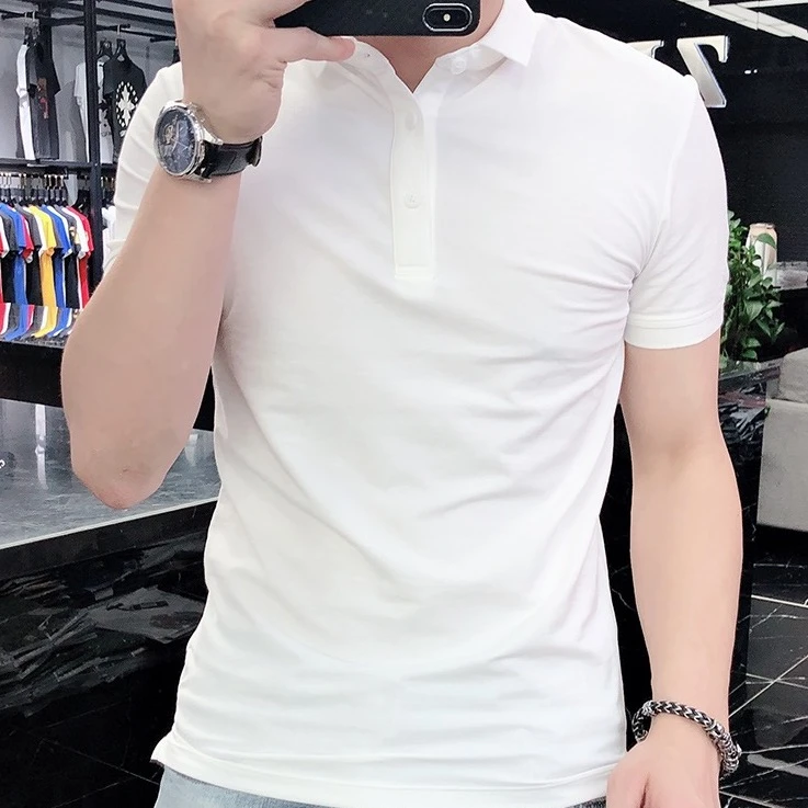 2023夏季欧洲站新款男士修身轻奢高端品质Polo衫短袖