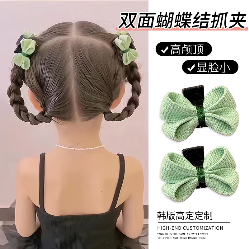 儿童网红新款纯色布艺双面蝴蝶结抓夹女童发卡小女孩发夹公主发饰