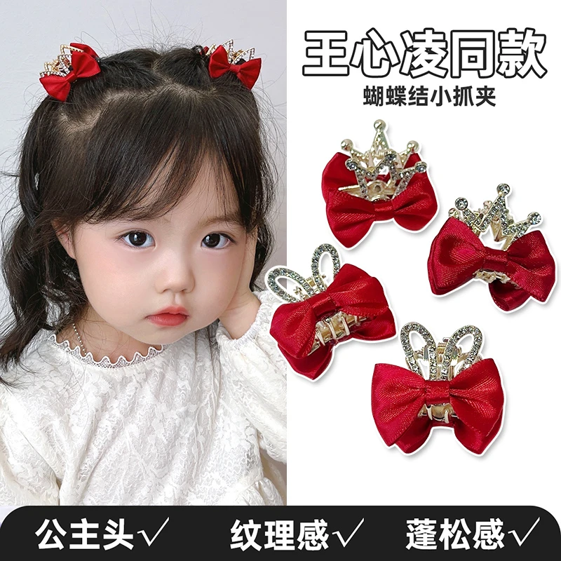 儿童可爱立体猫耳朵蝴蝶结发夹小女孩抓夹女童头饰宝宝发卡发饰女