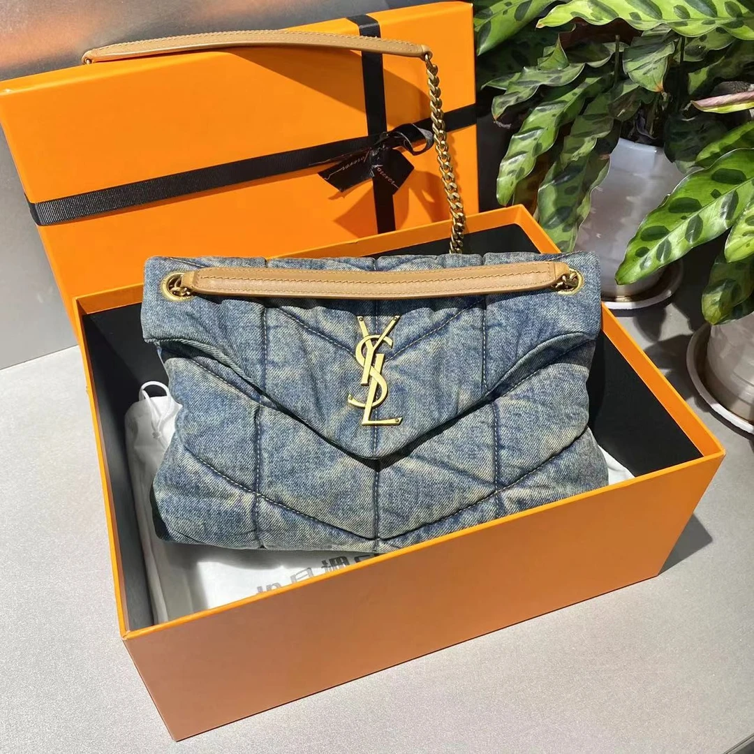 95新 YSL/圣罗兰 圣罗兰   丹宁云朵包 单肩链条包-3