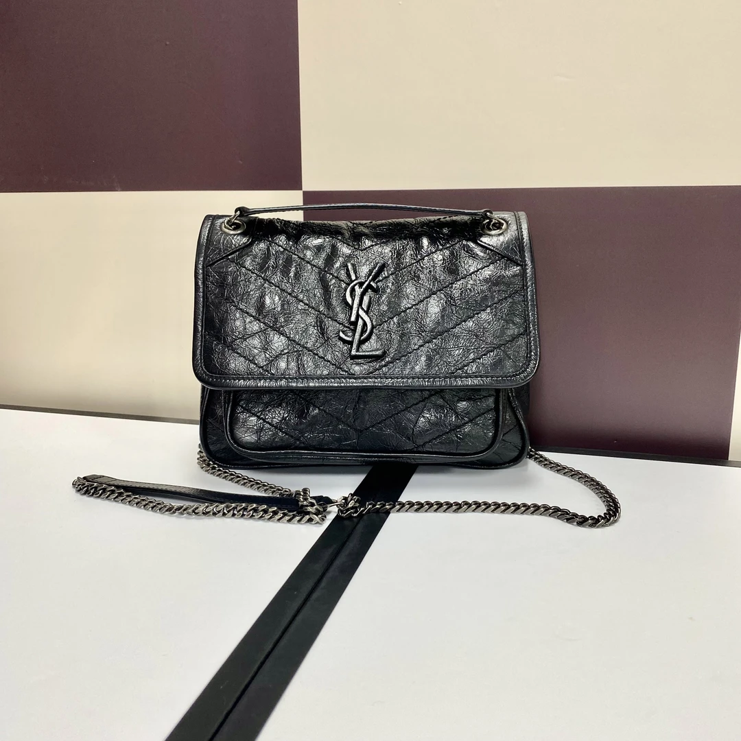 95新 YSL/圣罗兰 圣罗兰 黑色niki小号 单肩包-3