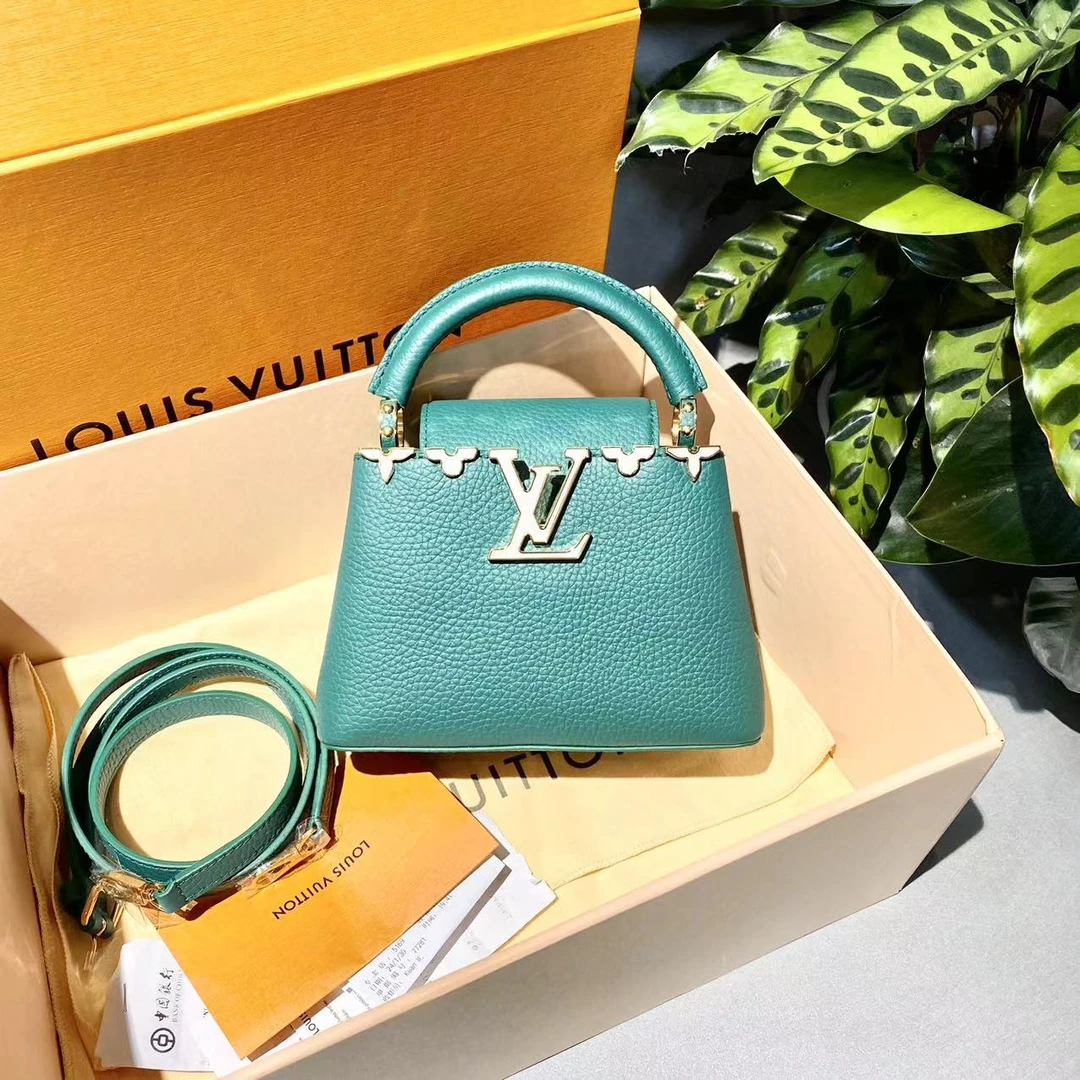 95新 LouisVuitton/路易威登 LV   祖母绿cap  手提单肩包