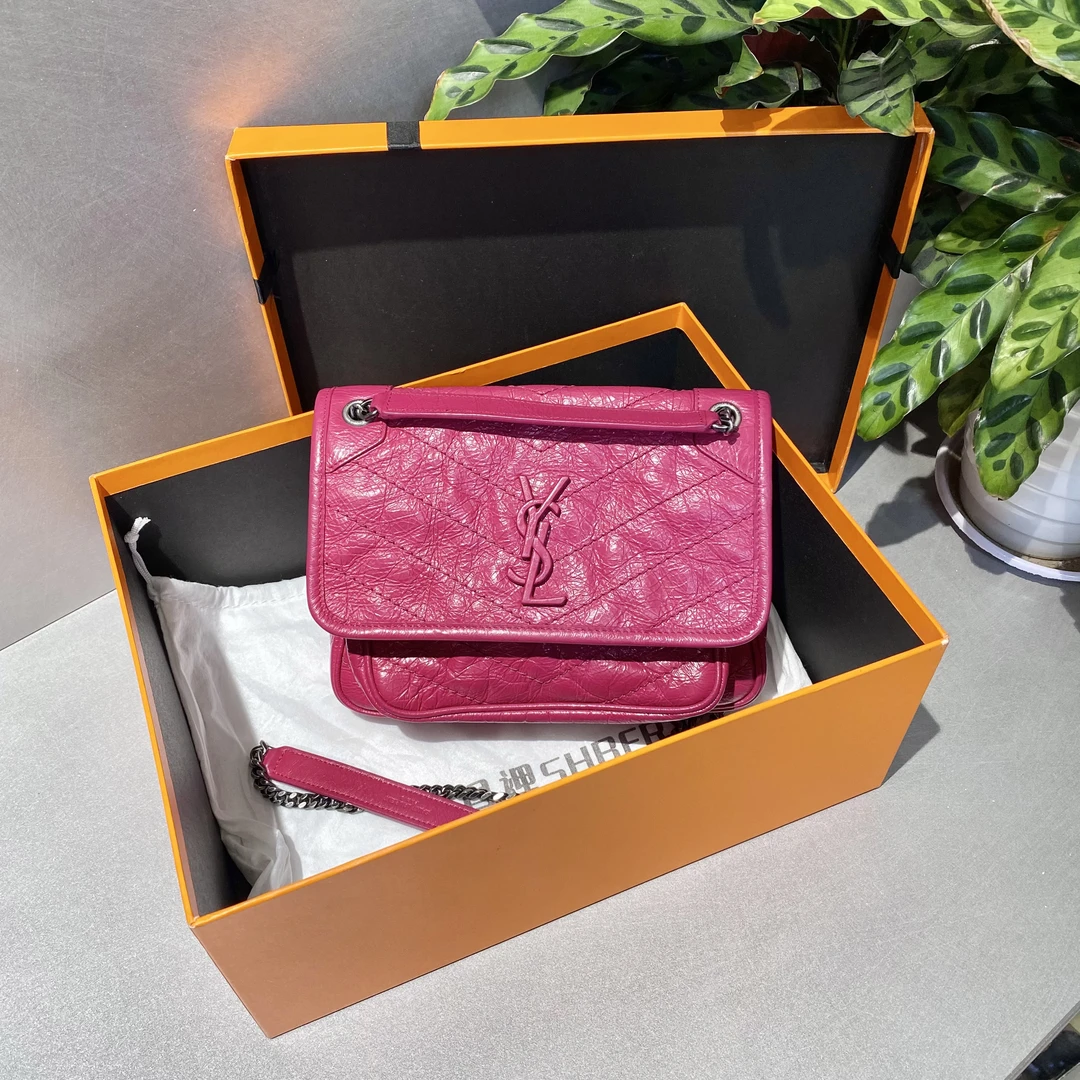 95新 YSL/圣罗兰 圣罗兰   玫粉色 niki小号 单肩包-4