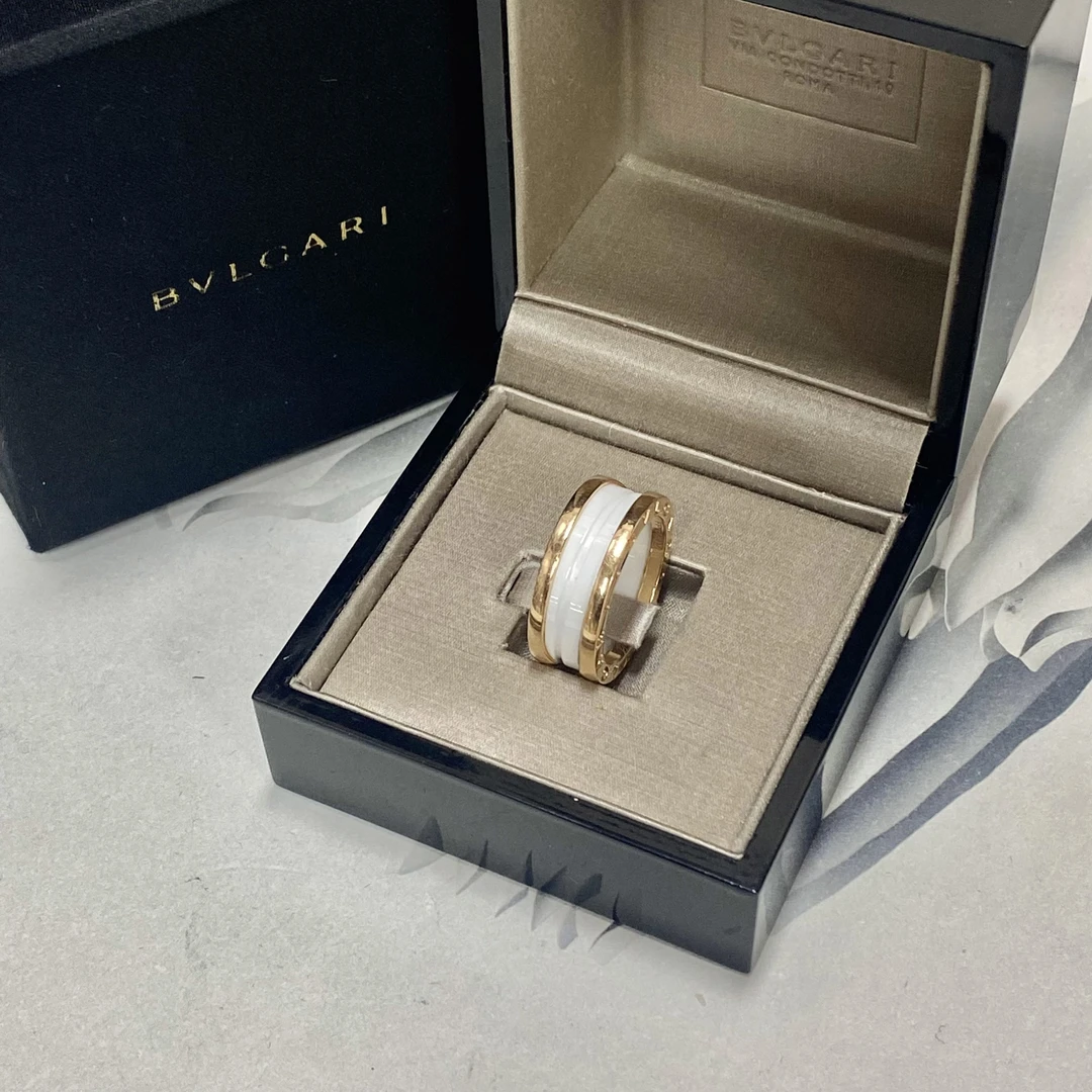95新 BVLGARI/宝格丽 宝格丽     白陶瓷窄版 54码 戒指-FPR5HV
