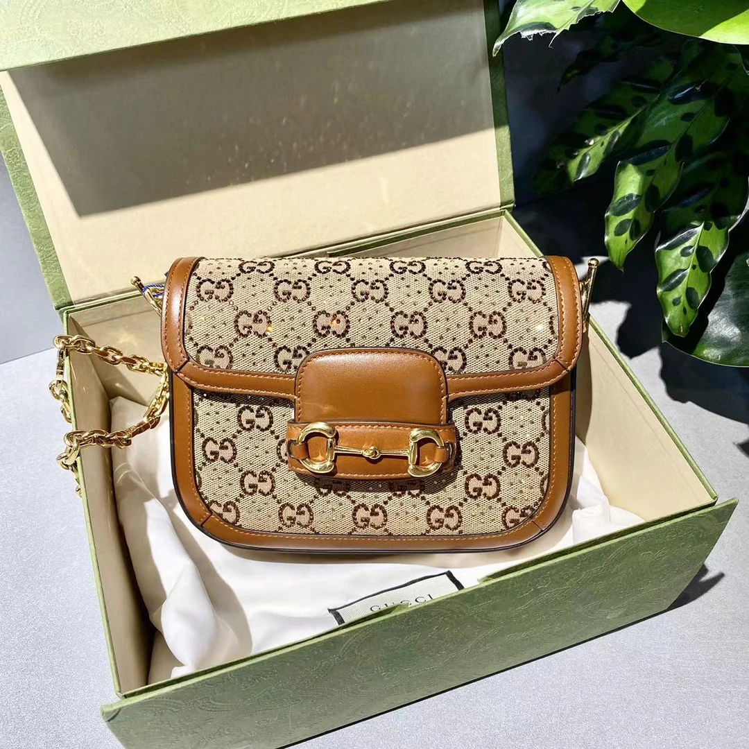 95新 GUCCI/古驰 古驰   老花拼色镶钻中号 1955包  单肩斜挎包