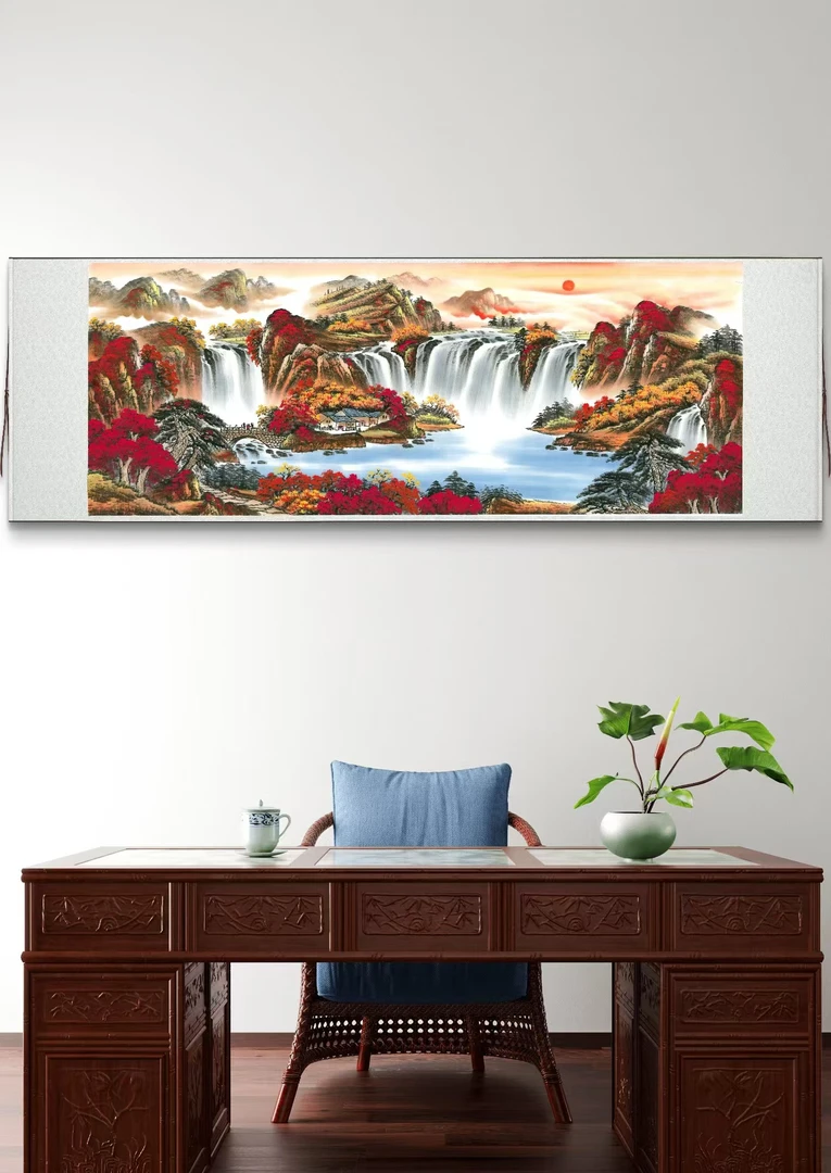 《鸿运当头山水画山水》客厅书房办公室背景墙挂画丈二z1