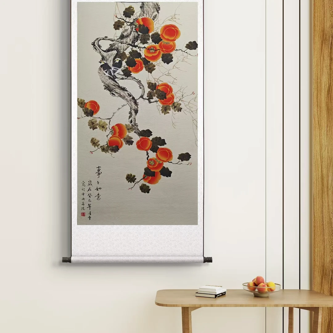 《事事如意》客厅书房背景墙挂画三尺竖幅60x140A7