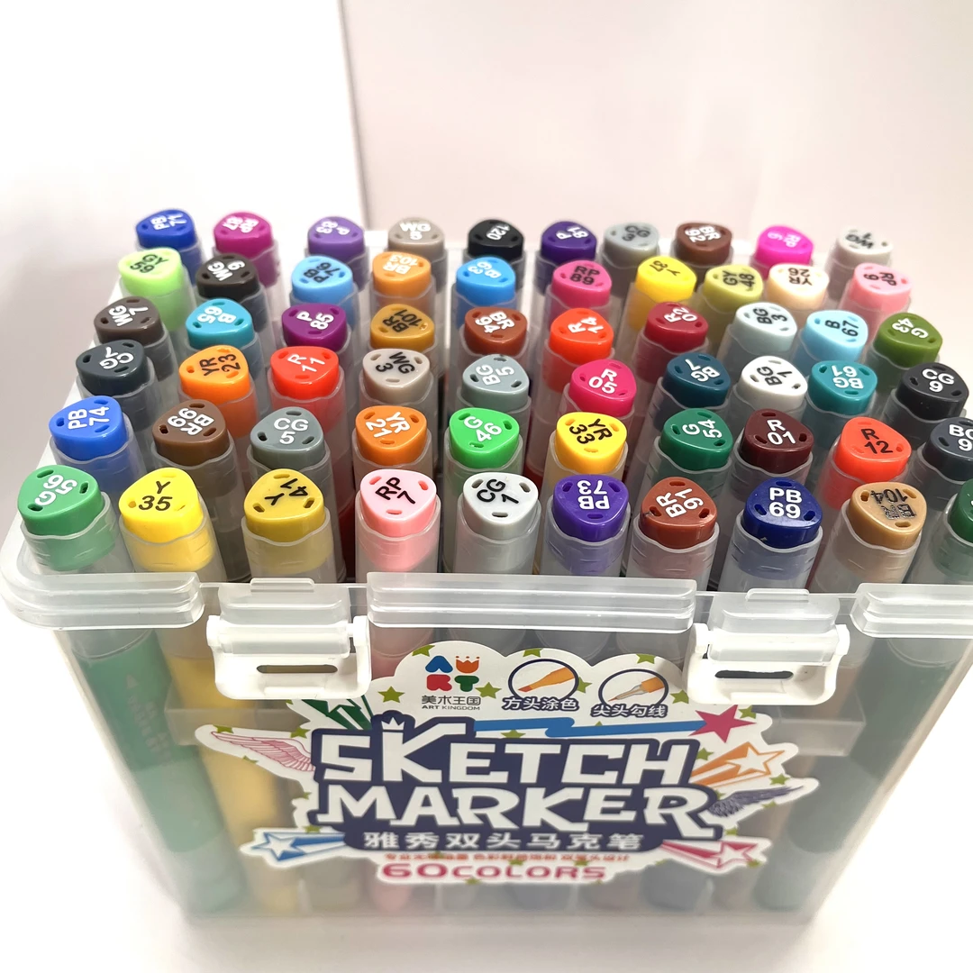 雅秀60色双头马克笔【粉丝福利盒子破损不售后介意勿拍】