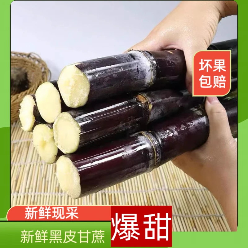广西正宗黑皮甘蔗 清甜多汁每段5-8个节头 5斤/9斤